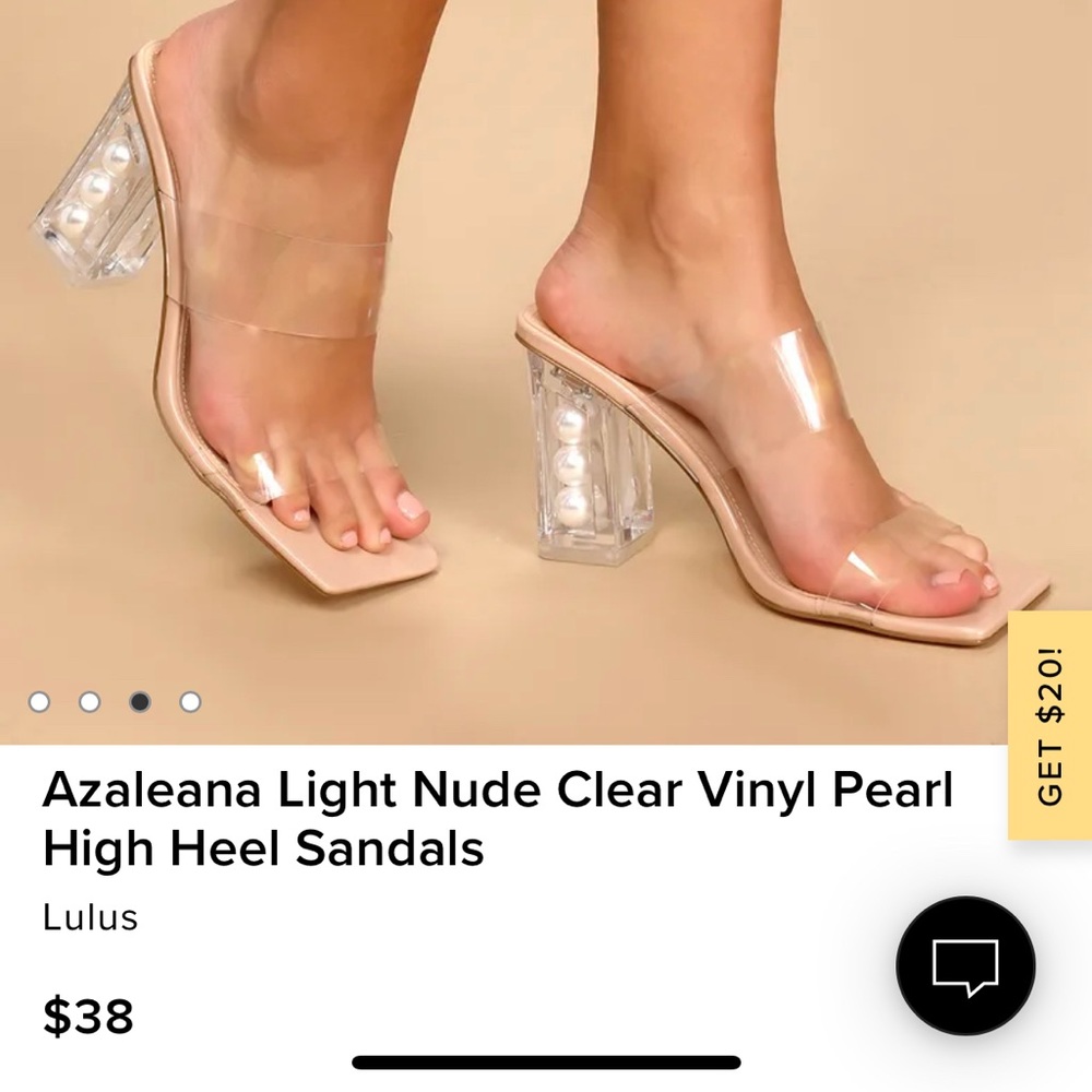 Azaleana Light Nude Clear Vinyl Pearl High Heel Sandals- Lulu’s- NEVER WORN